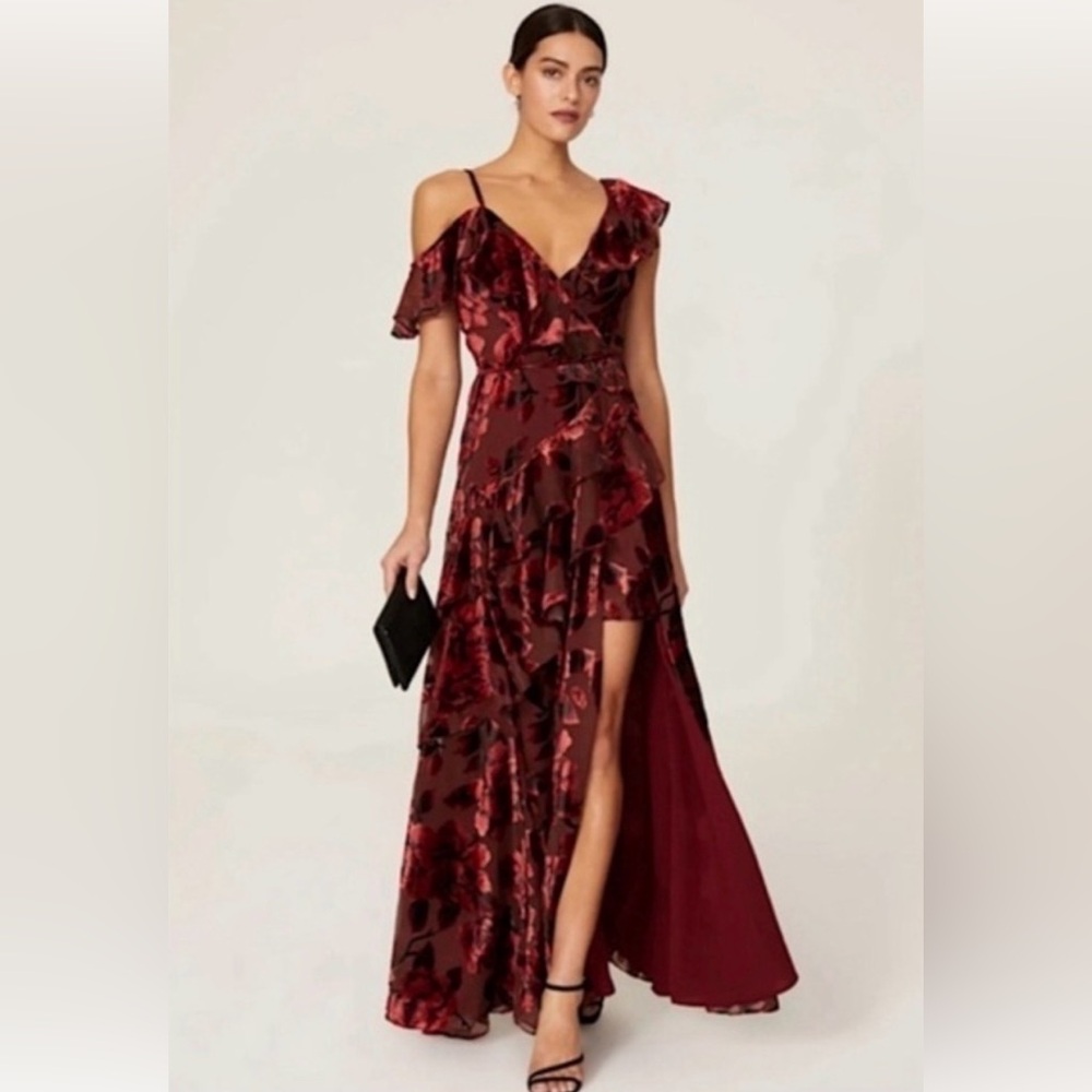 Hutch Anthropologie Red Velvet Wrap Dress